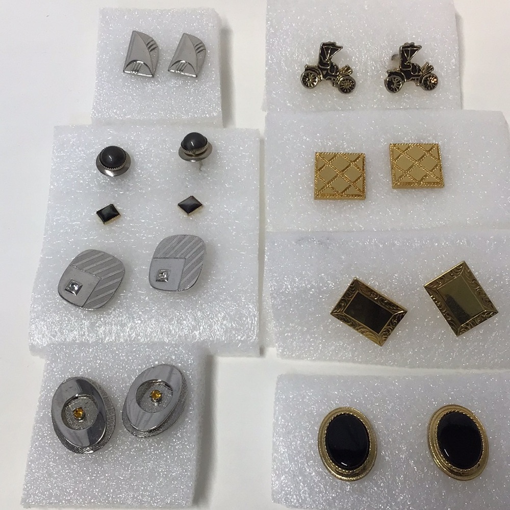 Elegant Silver & Gold vintage Men's Cufflinks collection 9 sets As is inherited